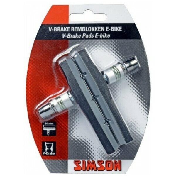 Simson V-brake remschoenen E-bike 80mm 1 paar 09 Grijs