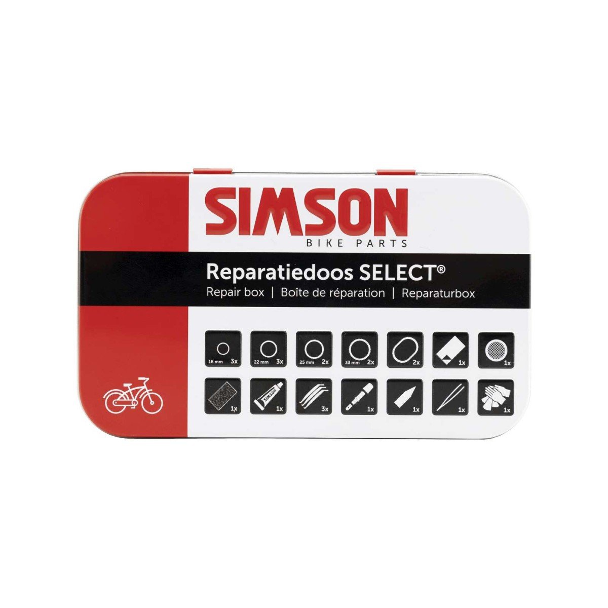 Simson reparatiedoos Select per stuk met transp ophangclip Zwart-rood - Afbeelding 3