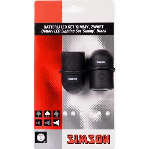 Simson batterij led set simmy/zwart,3 led's, Zwart - Afbeelding 2