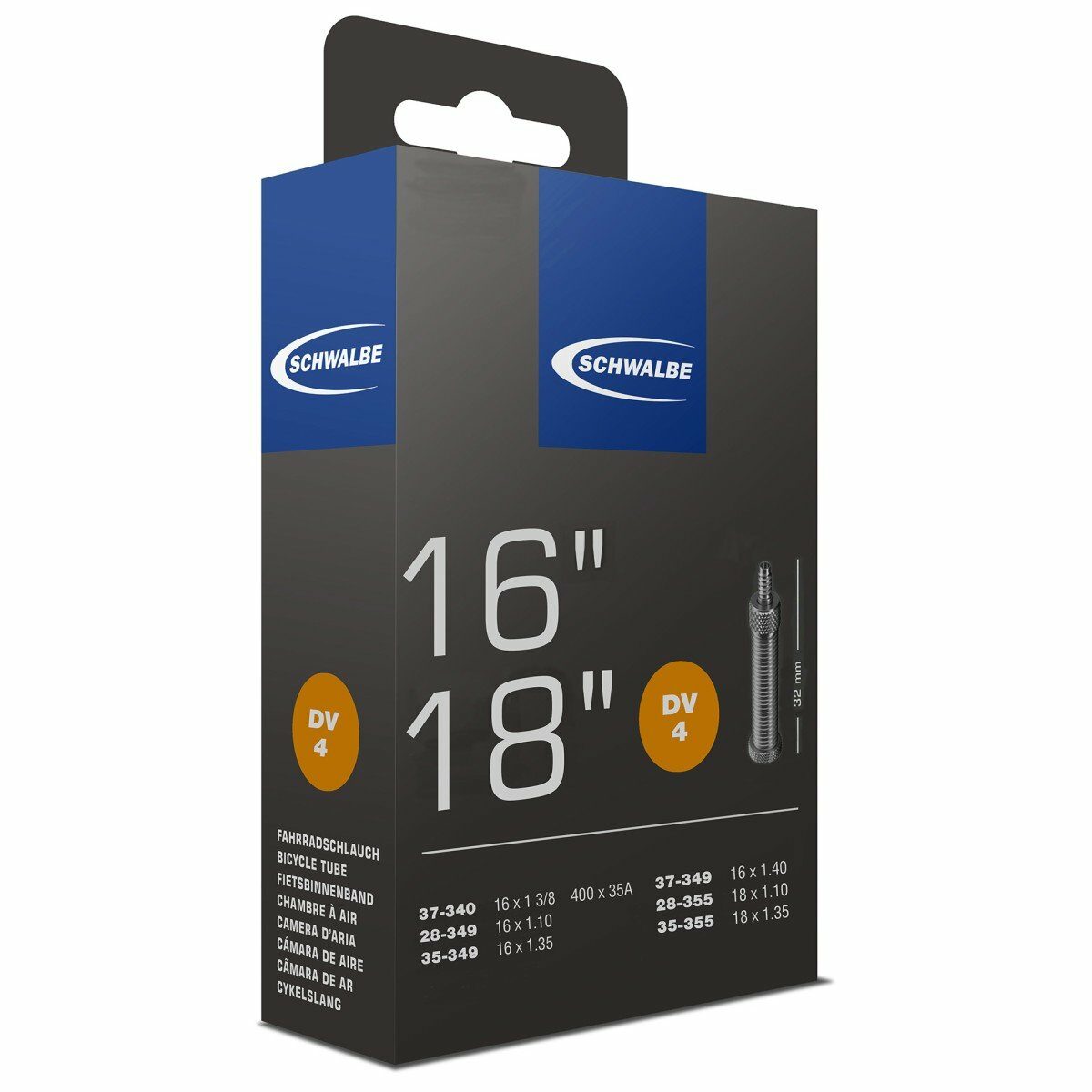 Schwalbe Bib DV4 28/37-349 NV 16X13/8-1 1/8-1.35 Zwart